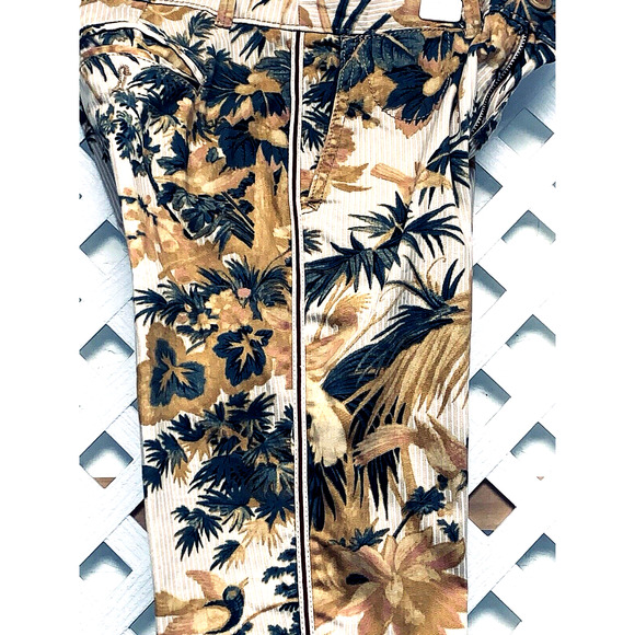 25P Chino by Anthropologie Tropical Bird Pants Dress Stripe Tan Relaxed Stretch - Picture 16 of 16